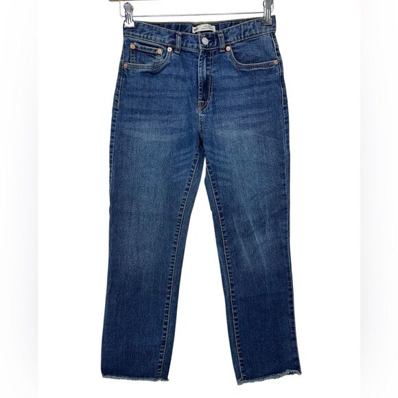 Levis High Rise Ankle Straight Raw Hem Jeans Girls 16 Adjustable Waist band - Picture 1 of 8